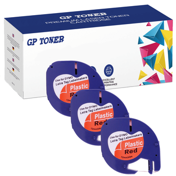 3x Dymo páska LetraTag 59424 12mm x 4m červená plastová - náhradní GP-DY59424 x3
