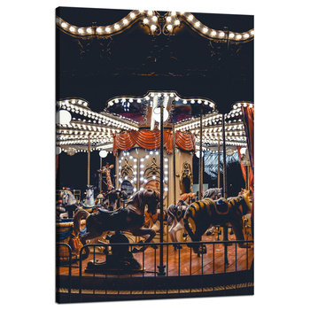 Obraz na plátně Carousel At Night Lights Amusement Park 80x120