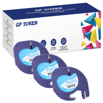 3x Dymo LetraTag 59422 páska 12mm x 4m Bílá plastová - náhradní GP-DY59422 x3