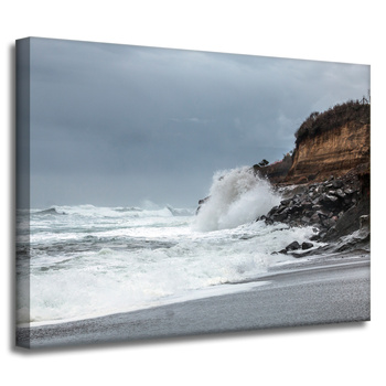 Obraz na plátně Příroda Vlna dopadající na útes 40x30 cm