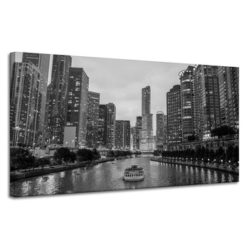 Obraz na plátně Chicago architektura na plátně Černobílý 120X60 cm