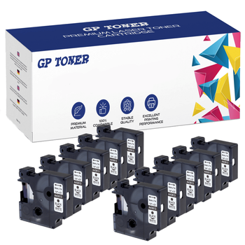 10x páska pro DYMO D1 43613 7m 6mm bílá černá náhradní GP-DY43613 x10