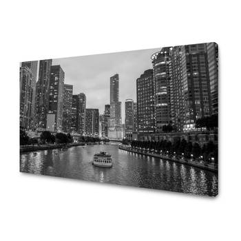Obraz na plátně Chicago architektura na plátně Černobílý 120X60 cm