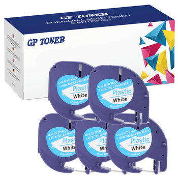 5x Dymo LetraTag 59422 páska 12mm x 4m Bílá plastová - náhradní GP-DY59422 x5