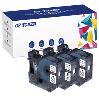 3x páska pro Dymo D1 45013 12mm x 7m Bílá Černá potisk - náhradní GP-D45013 x3
