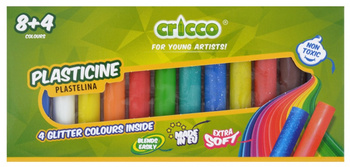 CRICCO PLASTICIN 12 BAREV (8x REGULAR + 4x GLITTER)