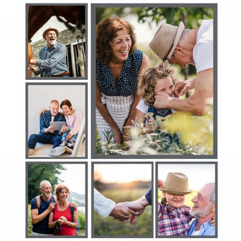 SET fotorámečků Multirama gallery šedá - 6ks (5x rámečky 13x18 a 1x rámeček 30x40) + šablona