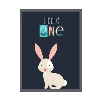 Dětský plakát Little One Bunny 50X70 cm + šedý kamenný rám