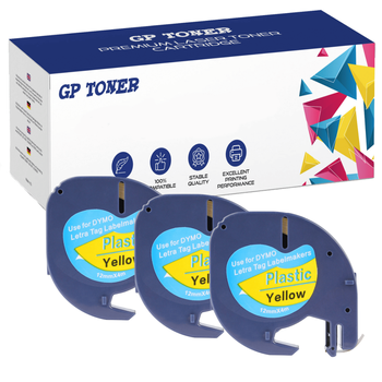 3x Dymo LetraTag 59423 páska 12mm x 4m Žlutá plastová - náhradní GP-DY59423 x3