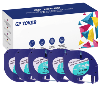 5x Dymo LetraTag 59425 páska 12mm x 4m Zelená plastová - náhradní GP-DY59425 x5