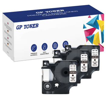 3x páska pro DYMO D1 43613 7m 6mm bílá černá náhradní GP-DY43613 x3