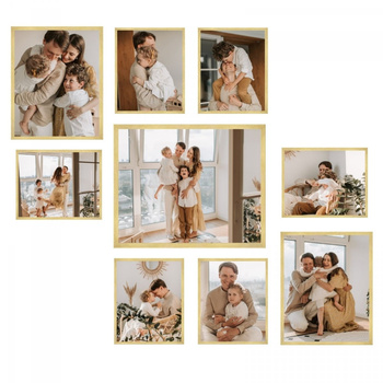 SET fotorámečků Multirama zlatá galerie - 9 ks + šablona