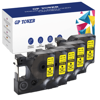 5x Dymo páska D1 45018 Žlutá Černá 12mmx7m GP-DY45018 x5