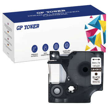 Páska pro DYMO D1 43613 7m 6mm bílá černá náhradní GP-DY43613