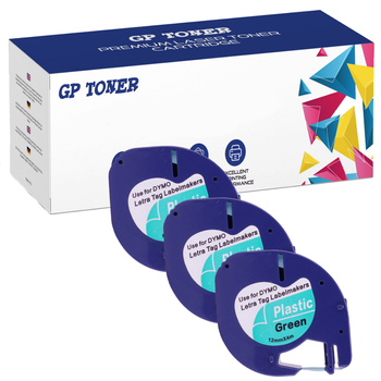 3x Dymo LetraTag 59425 páska 12mm x 4m Zelená plastová - náhradní GP-DY59425 x3