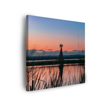 Obraz Windmill Sky Nature Sunset Lake Grass 90x90