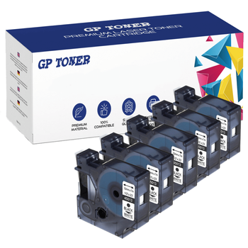 5x páska pro Dymo D1 45013 12mm x 7m Bílá Černá potisk - náhradní GP-D45013 x5