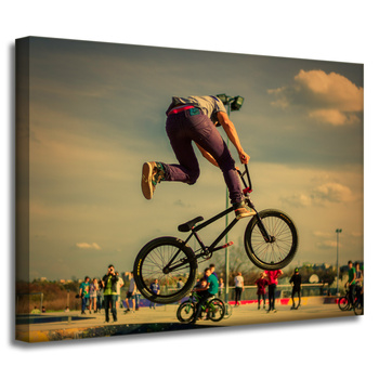 Obraz na plátně Stunts pro mládež na kole 40x30 cm
