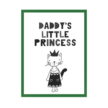 Dětský plakát Tatínkova malá princezna 40X50 cm + zelený rám