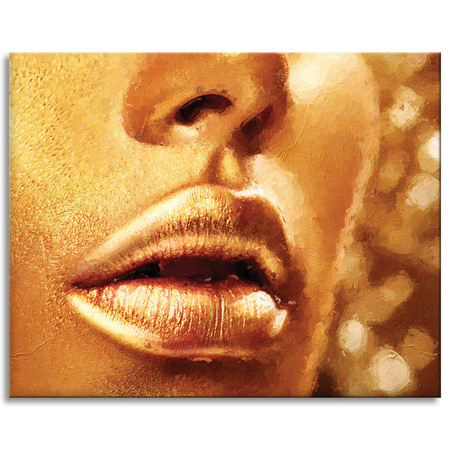 Obraz na plátně Golden Face and Lips Art Style 100x80 cm