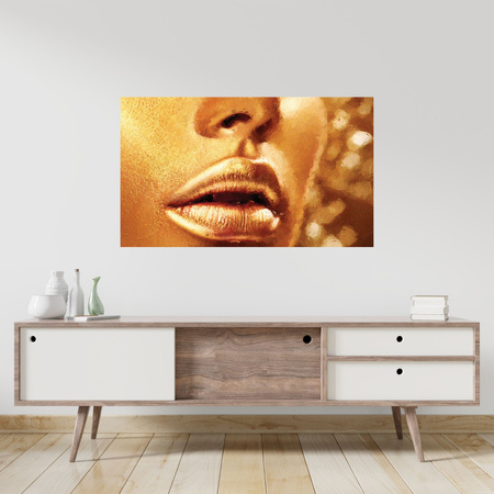 Obraz na plátně Golden Face and Lips Art Style 100x80 cm
