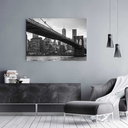 Obraz na plátně Manhattan architecture bridge na plátně Černobílý 40X30 cm
