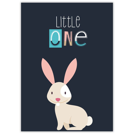 Dětský plakát Little One Bunny 50X70 cm + šedý kamenný rám
