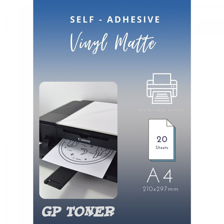 Samolepící matný bílý vinylový papír 20 ks A4 PAP-CSF012