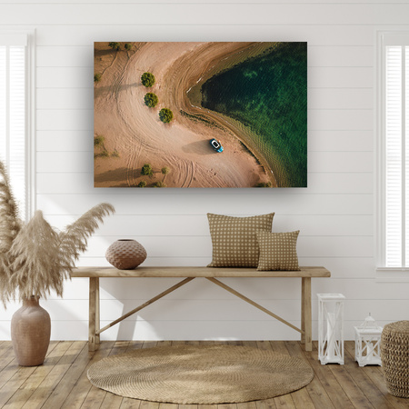 Obraz na plátně Auto Sand Trees Water Summer 90x60