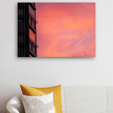 Obraz na plátně Pink Sky Sunset Building 90x60