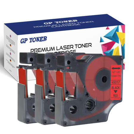 3x Dymo D1 45017 Červená/černá lepicí páska 12 mm 7 m GP-DY45017 x3