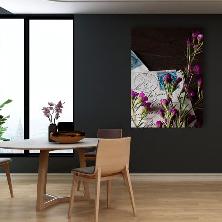 Obraz na plátně Letters Purple Flowers Vintage 80x120