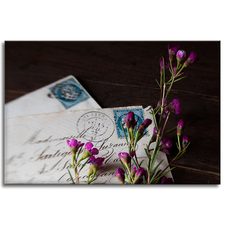 Obraz na plátně Letters Purple Flowers Vintage 90x60