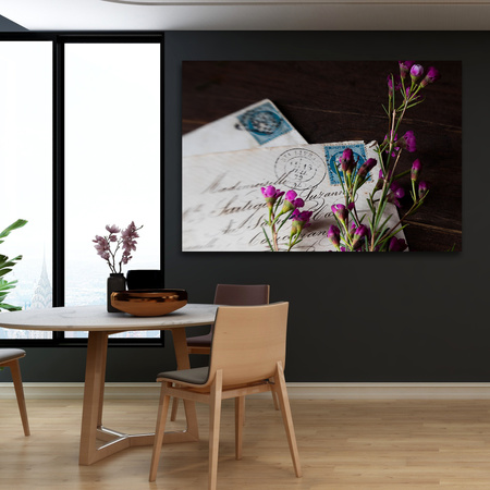 Obraz na plátně Letters Purple Flowers Vintage 90x60