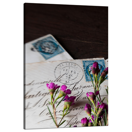 Obraz na plátně Letters Purple Flowers Vintage 80x120