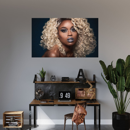 Obraz na plátně Black Woman Blond Hair Curls 100x80 cm