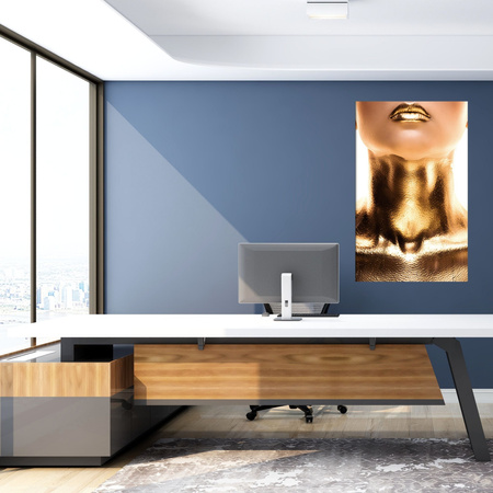 Obraz na plátně Woman Golden Neck and Lips Art 80x120 cm