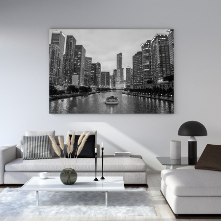 Obraz na plátně Chicago architektura na plátně Černobílý 120X60 cm