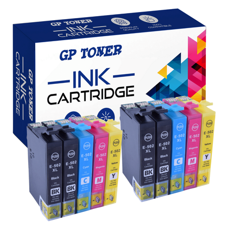 Sada 10x inkoustových náplní pro EPSON 502 XL XP-5100 XP5105 XP5115 - GP-E502XL CMYKK x2