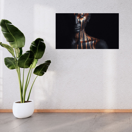 Obraz na plátně Black Woman Brown Stripes Art 100x80 cm