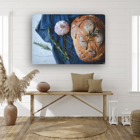 Obraz na plátně Bread Garlic Breakfast Rosemary Vintage 90x60