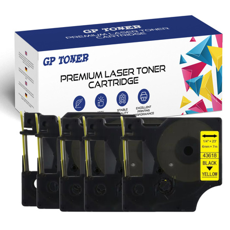 5x žlutočerná páska DYMO D1 7m 6mm GP-DY43618 X5