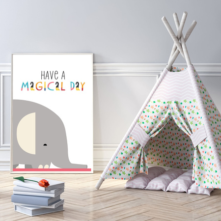 Dětský plakát Mějte kouzelný den 50X70 cm + šedý kamenný rám