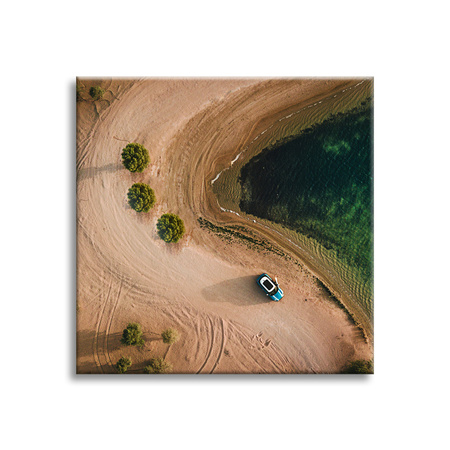 Obraz na plátně Auto Sand Trees Water Summer 90x90