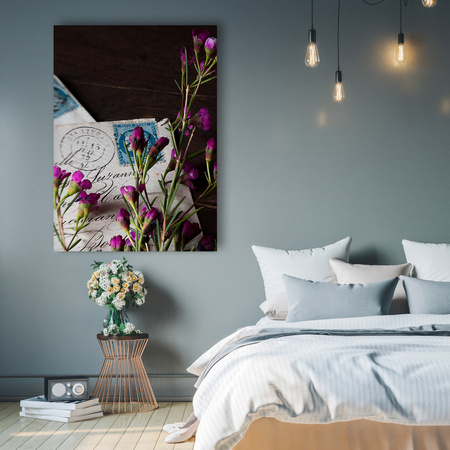 Obraz na plátně Letters Purple Flowers Vintage 80x120