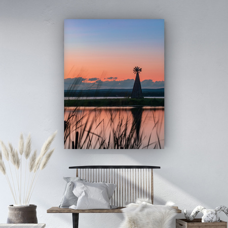 Obraz Windmill Sky Nature Sunset Lake Grass 80x120