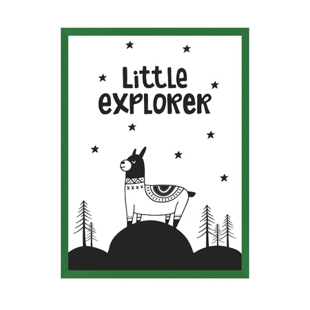 Dětský plakát Little explorer 40X50 cm + zelený rám