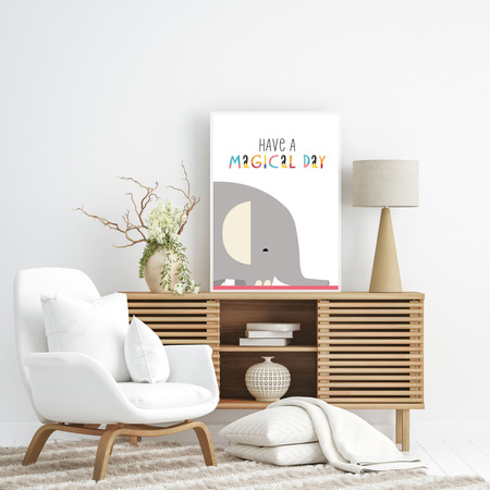 Dětský plakát Mějte kouzelný den 50X70 cm + šedý kamenný rám