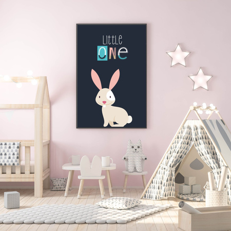 Dětský plakát Little One Bunny 50X70 cm + šedý kamenný rám
