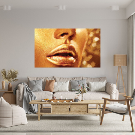 Obraz na plátně Golden Face and Lips Art Style 100x80 cm